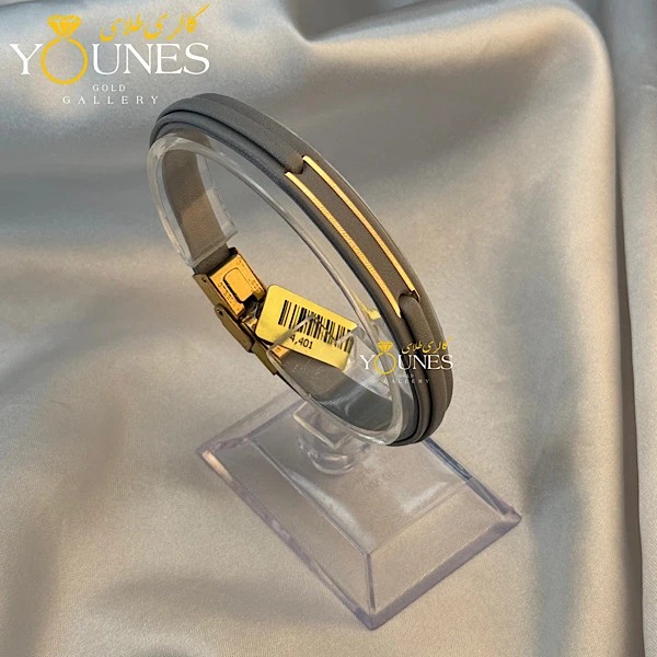 دستبند طلا زنانه چرمی دو خط L332